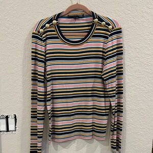 Veronica Beard Multicolor Striped Long Sleeve Top Large